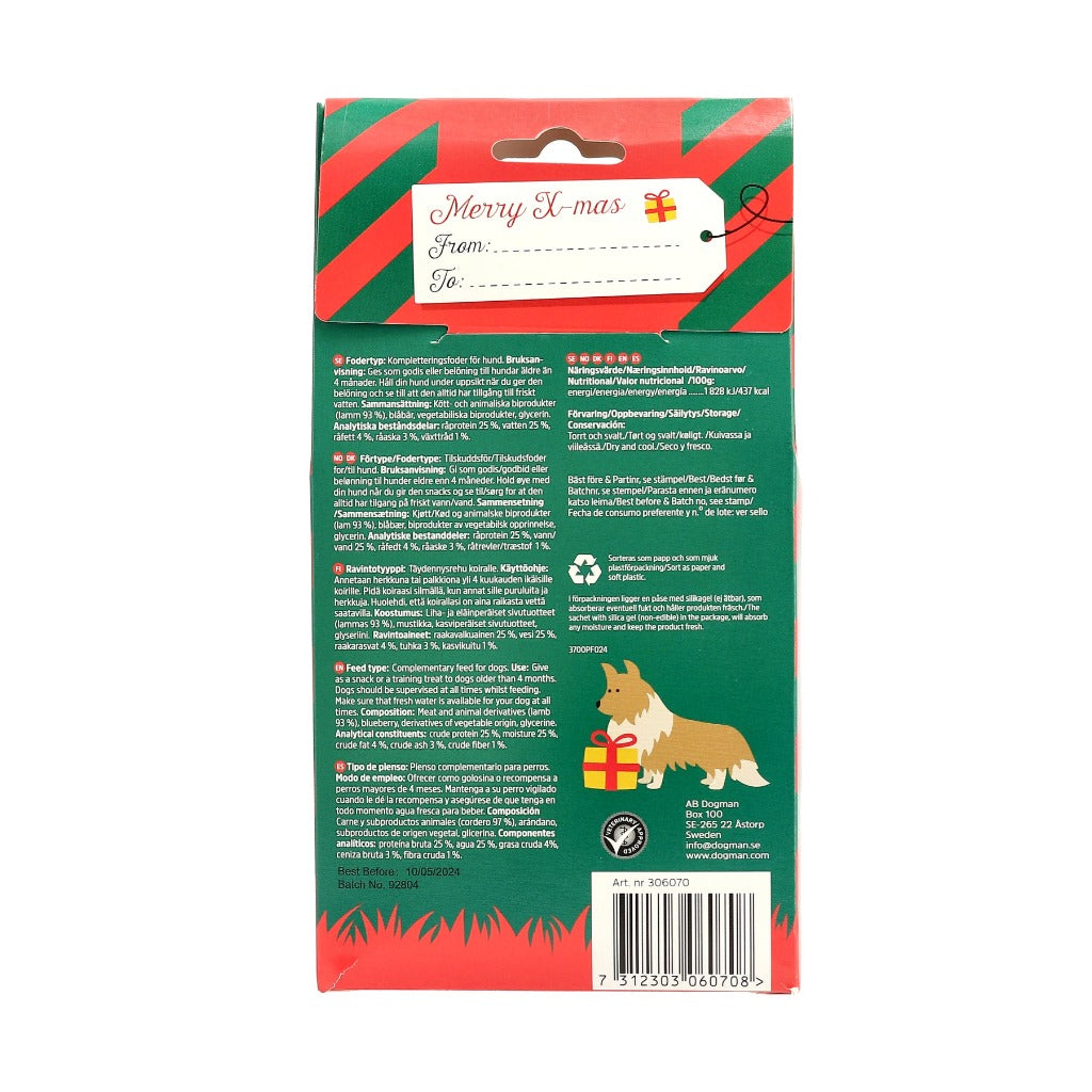Julgodis för hund lamm och blåbär