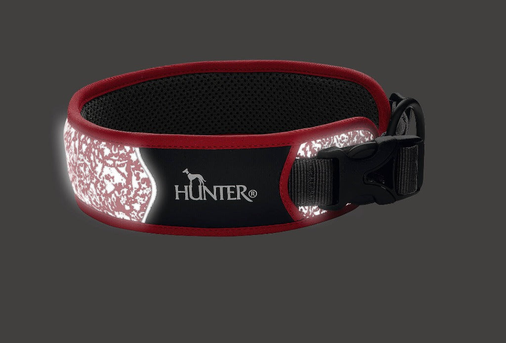 Hundhalsband reflex röd/grå