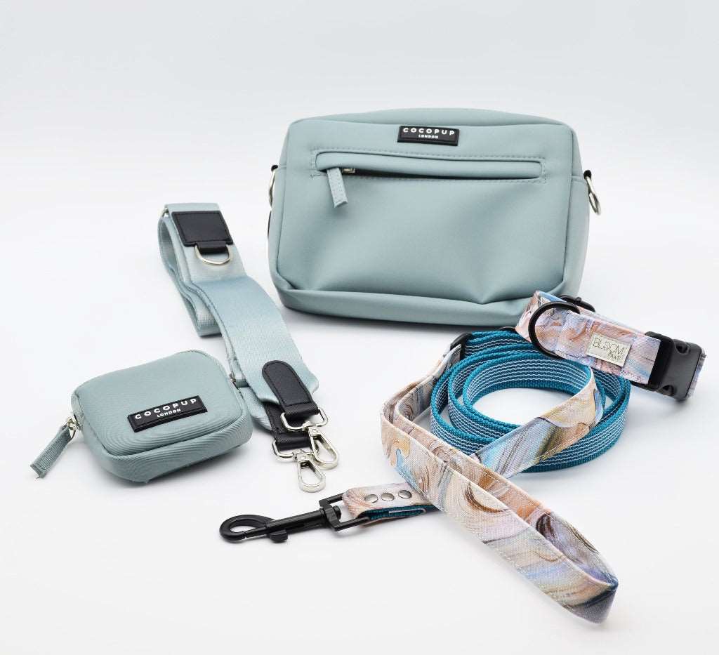 Hundkoppel med gummitag Blue Waves