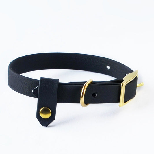 Hundhalsband Biothane Svart med beslag i guld