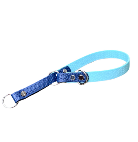 Halsband halvstryp i Biothane/Hexa - Small - Pastel Blue & Marine