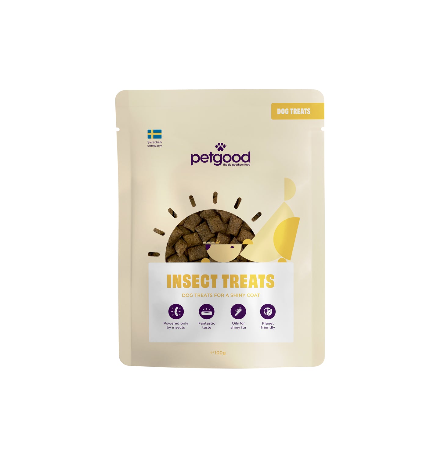 Petgood dog treats with insect protein for shiny fur 100g
